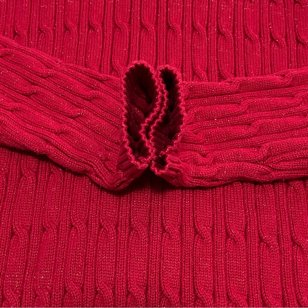 Karen Scott Red Cable Knit Sweater Size L - Picture 7 of 10
